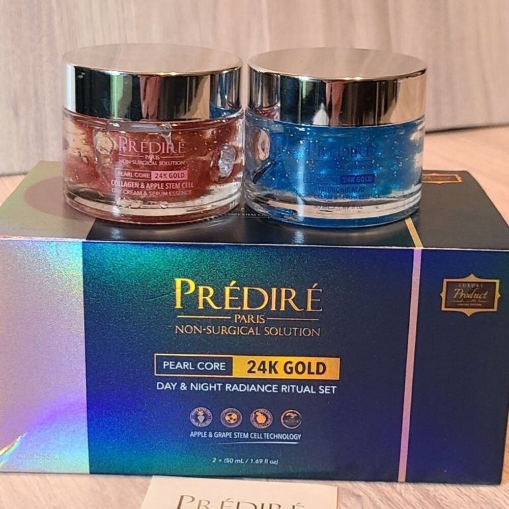 Predire Paris Pearl Core 24K Gold Day Night Radiance Ritual Set Serum Cream New